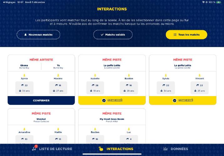 Moniteur : Interactions